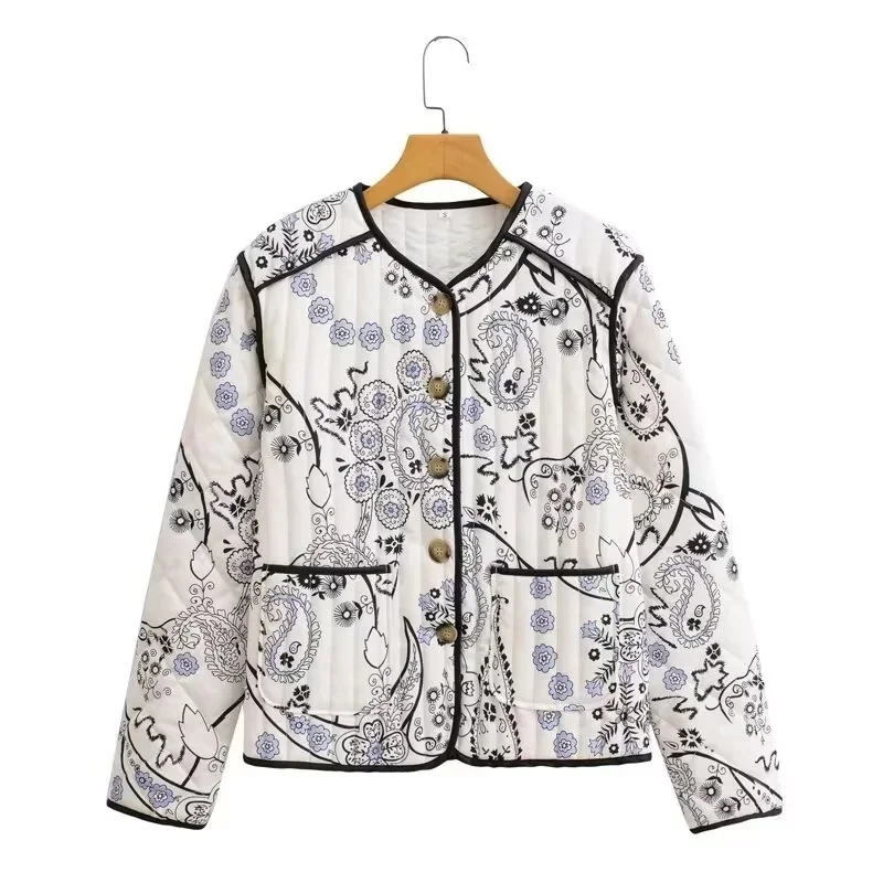 Nigikala Nigikala Women's Explosive Printed Long-Sleeved Cotton Coat