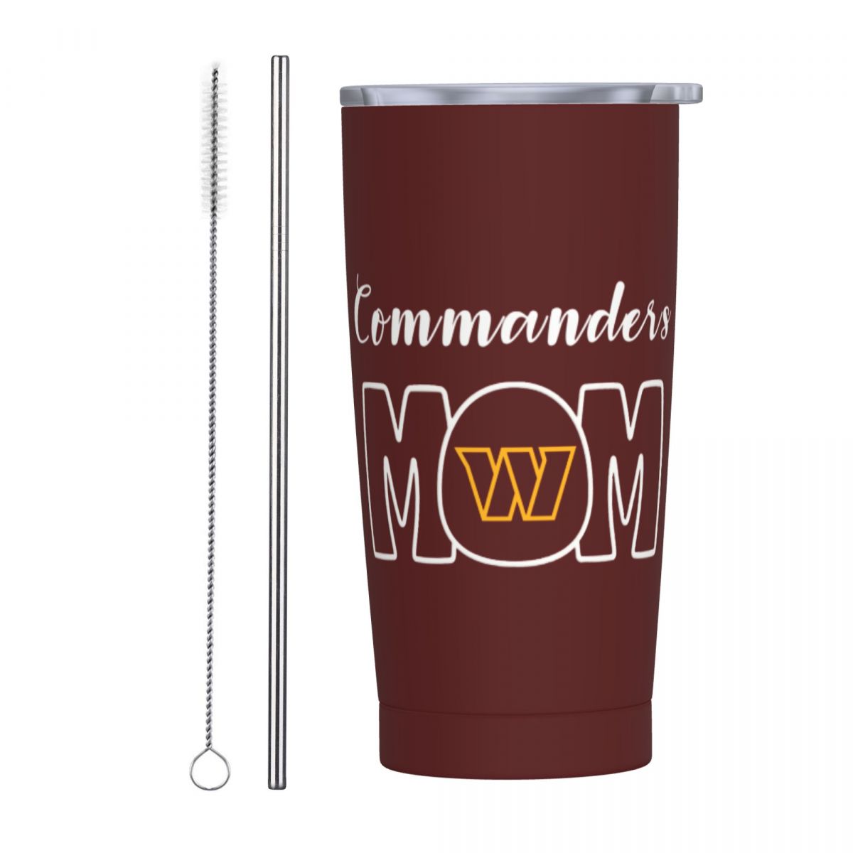 Washington Commanders Mom Stainless Steel Travel Mug With Lid And Straw