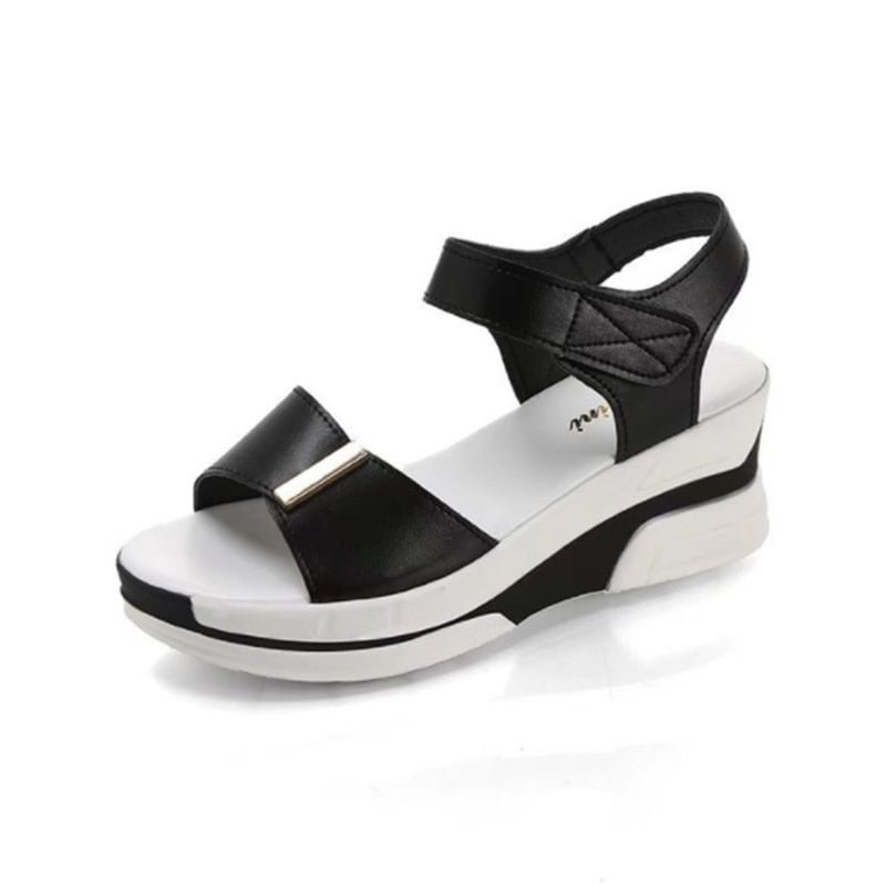 Pu Leather Women Sandals Shoes Platform Ladies White Sneakers Sandals Shoe 2021 Summer Open Toe Fashion High Heel Footwear