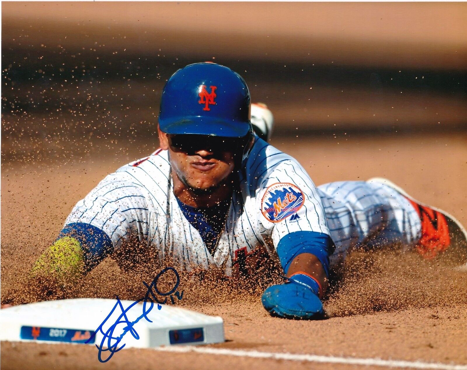 JUAN LAGARES NEW YORK METS ACTION SIGNED 8x10