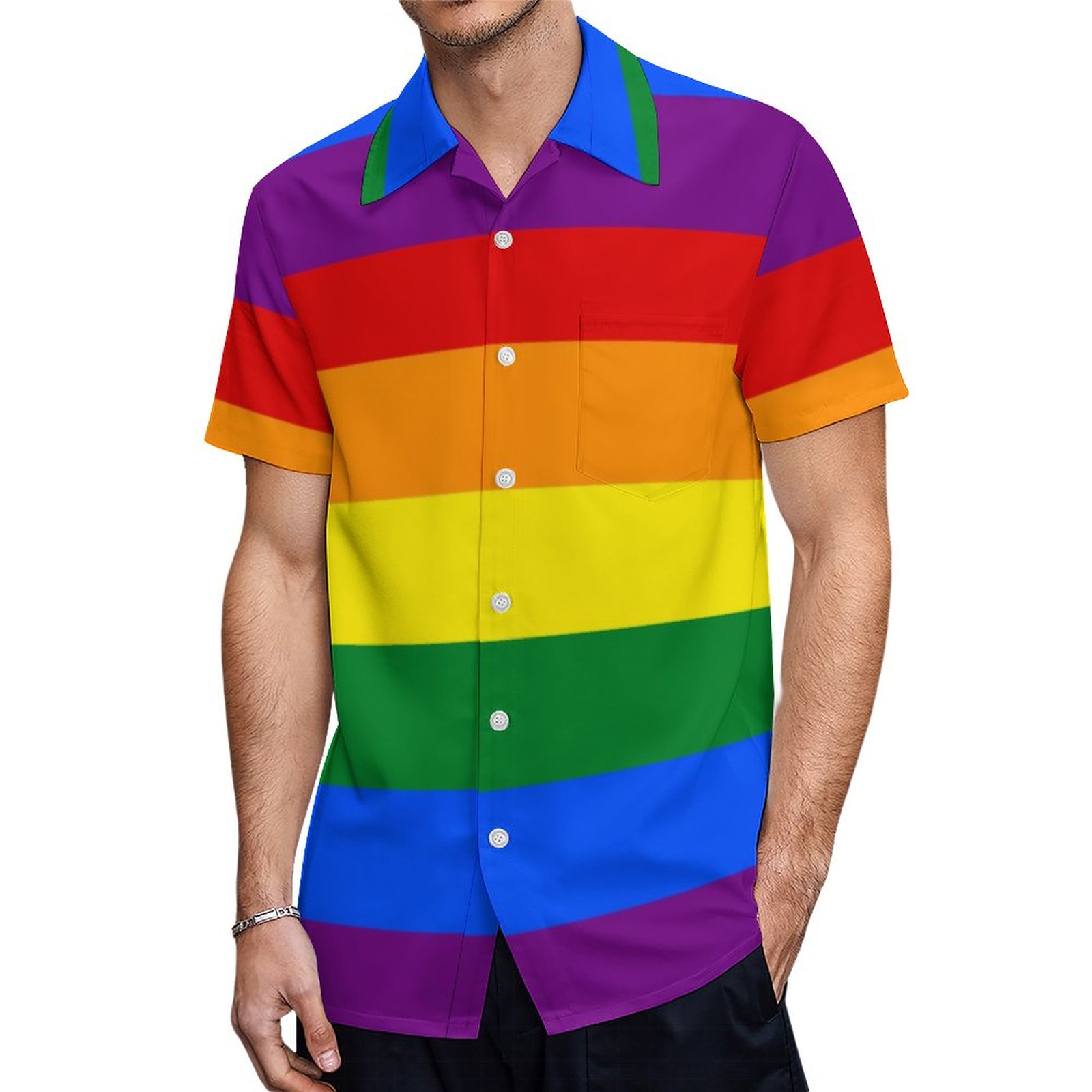 Gay Pride Hawaiian Shirt Mens Button Down Plus Size Tropical Hawaii Beach Shirts