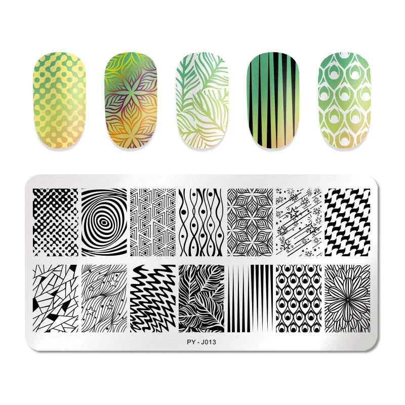 PICT YOU Rectangle Stamping Plates Rose Flower Series Image Design Stamp Stainless Steel Nail Art Design Template Tools J002-Nail Inspo