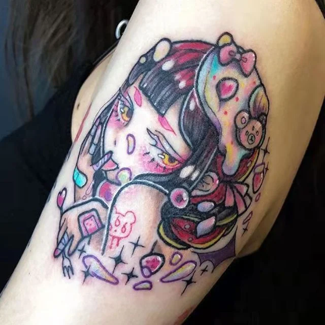 Anime Tattoo Sticker Waterproof for Men Women Body Art Personality Cool Butterfly Fake Tattoo Arm Thigh Pattern Temporary Tattoo