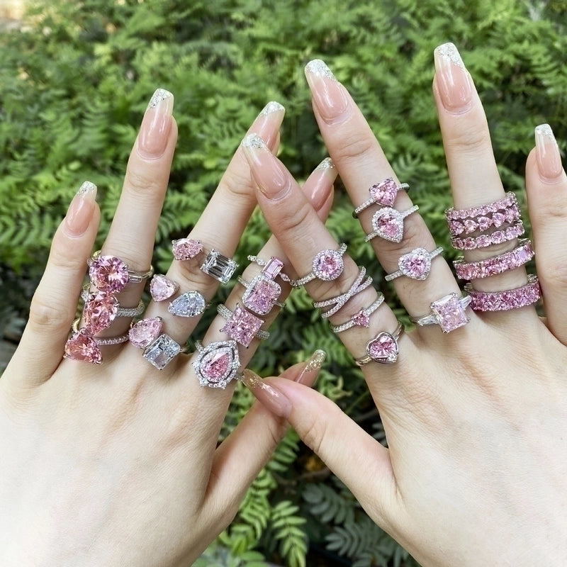 925 Sterling Silver Zircon Geometric Rings