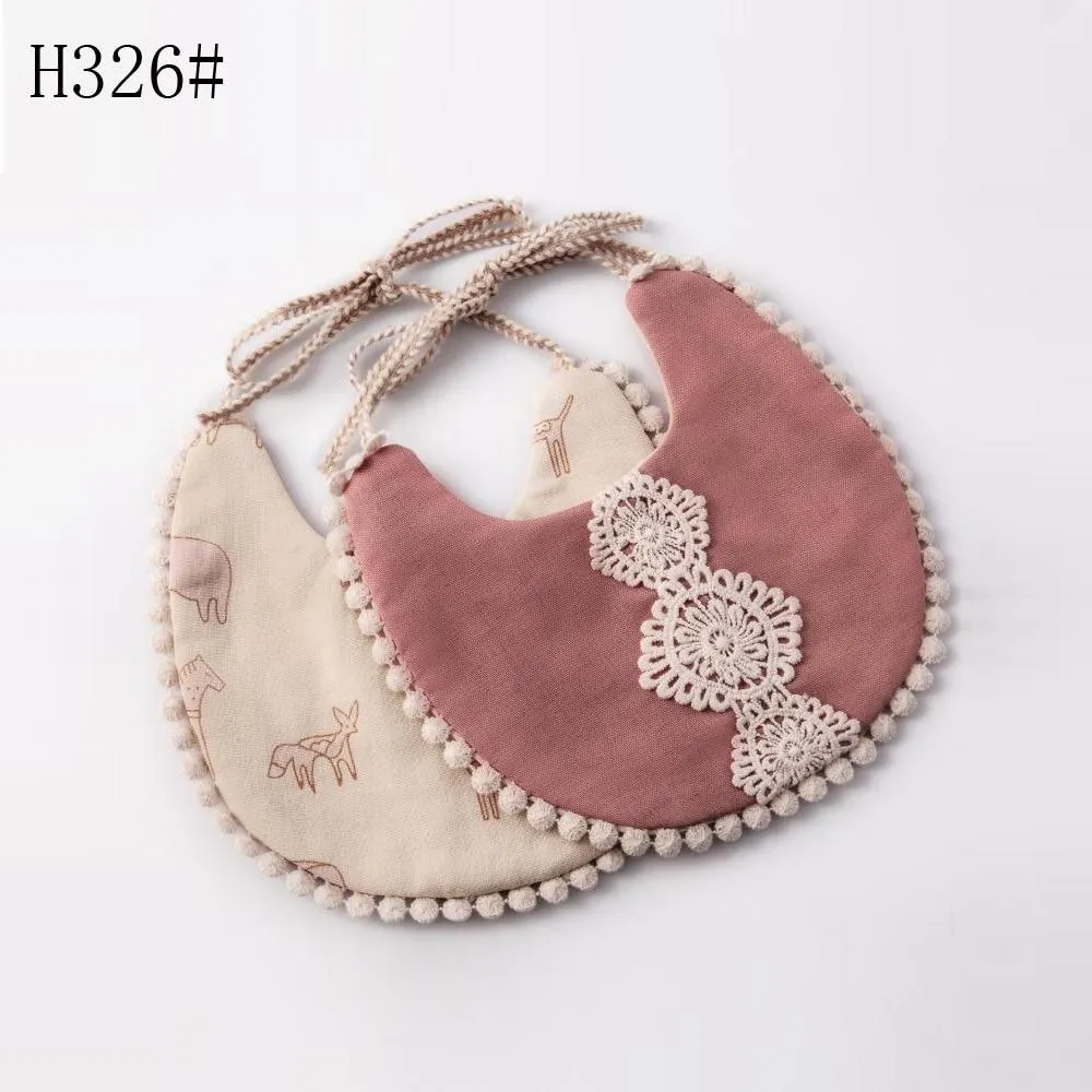2020 Brand New Infant Baby Girl Boy Bib Kid Toddler Dinner Feeding Tassel Double-deck 100% Cotton Linen Burp Cloths Saliva towel