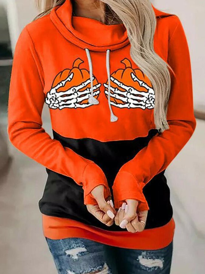 Women's Halloween Pumpkin Print Sweatshirt