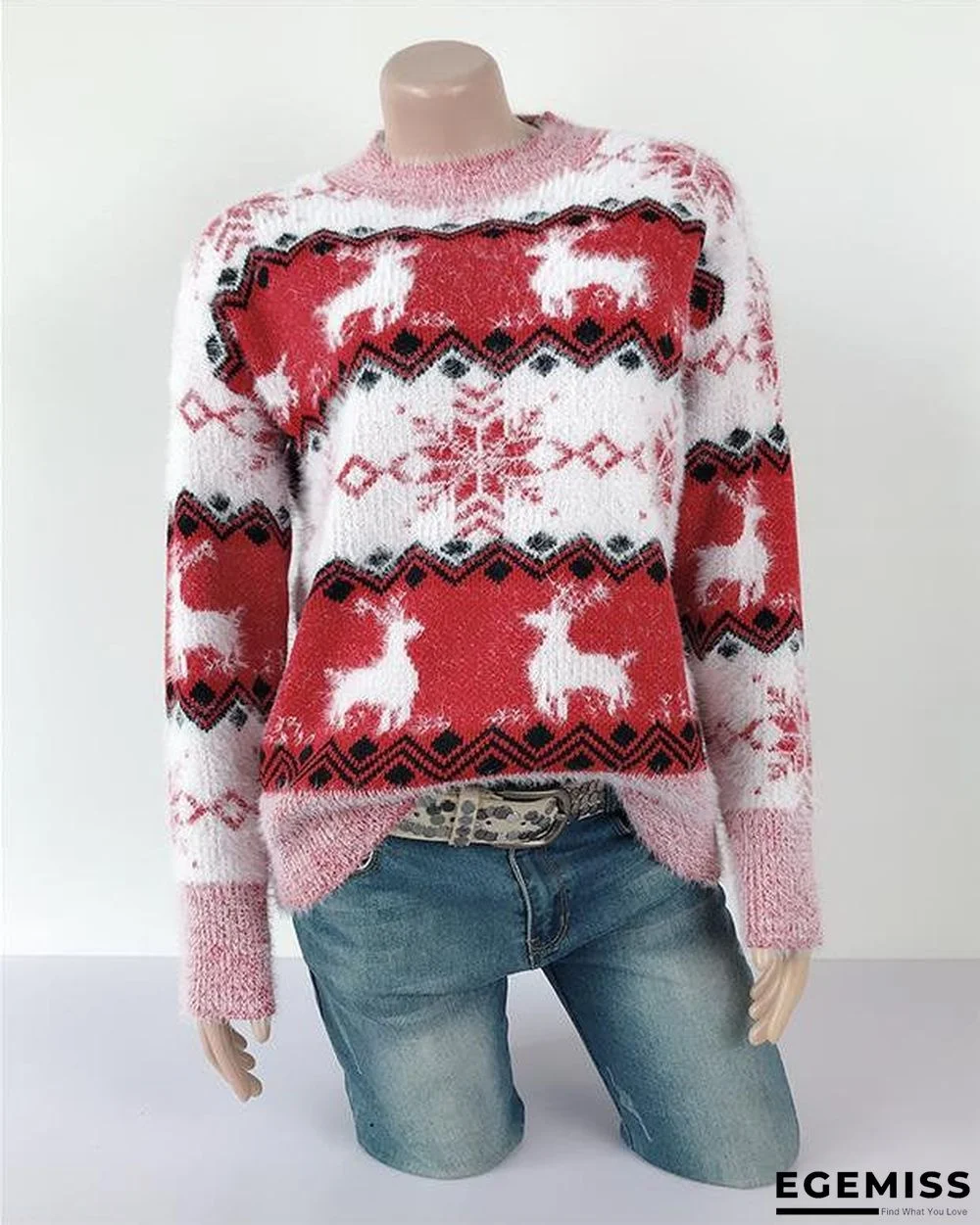 Christmas Elk Snowflake Bottoming Shirt Autumn and Winter Sweater Top Female Tide Long Sleeves | EGEMISS