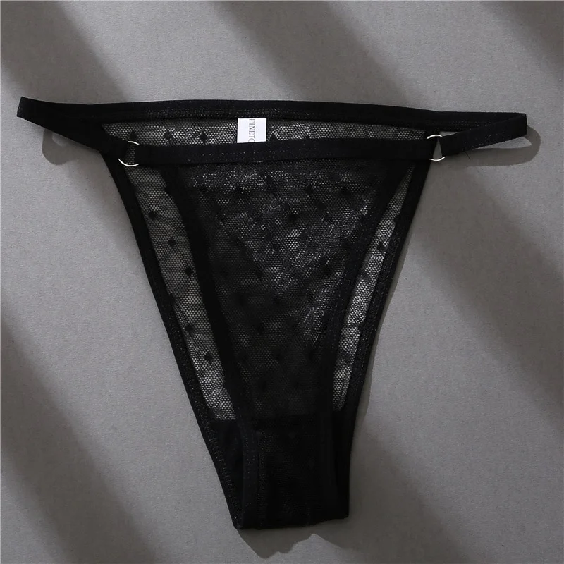 Billionm Sexy Lace Panties for Women Grid Perspective Breathable Underwear Solid Color G-String Thong Female Intimates Lingerie