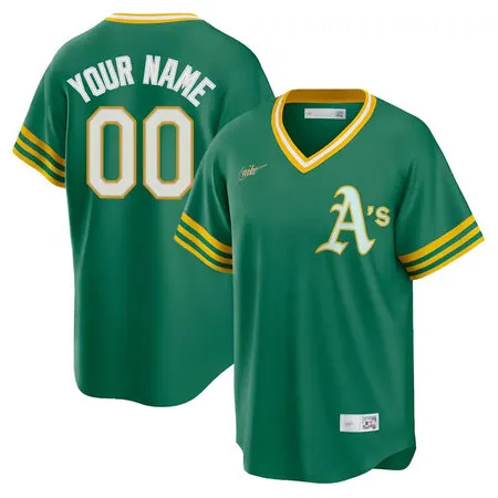 Youth Oakland Athletics Nike Green Kelly Road Cooperstown Collection Team Custom Jersey