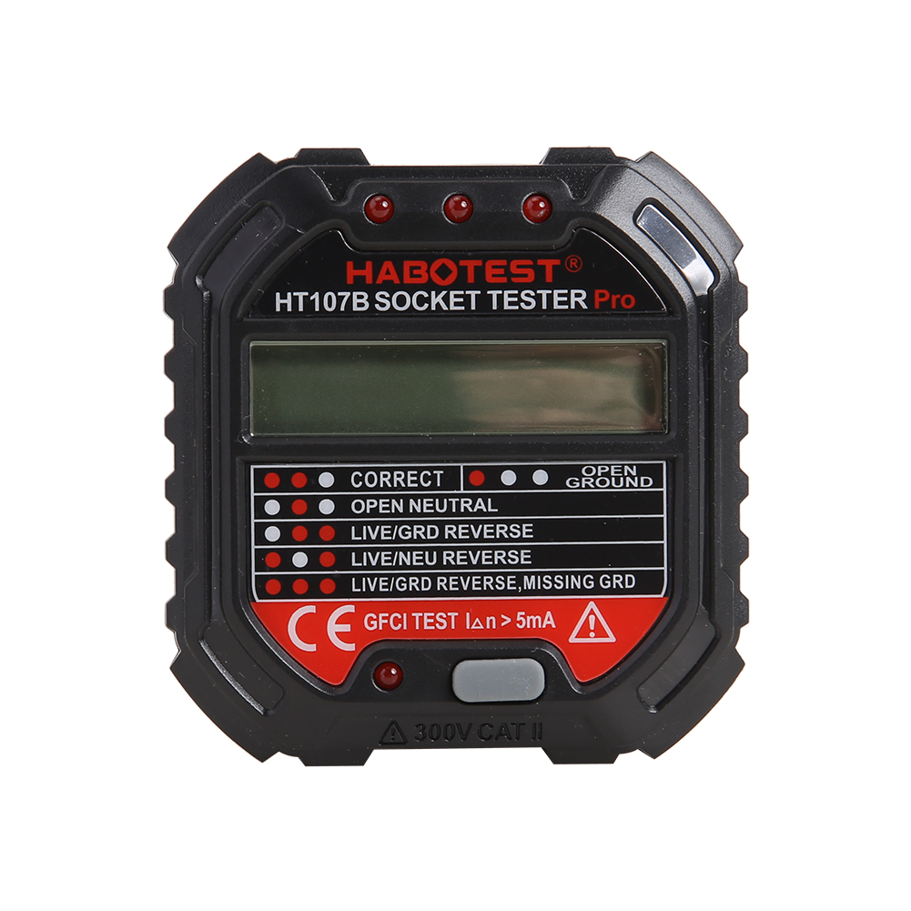 

HT107 Socket Tester Pro Voltage Test Socket Detector GFCI Outlet Tester US, 501 Original
