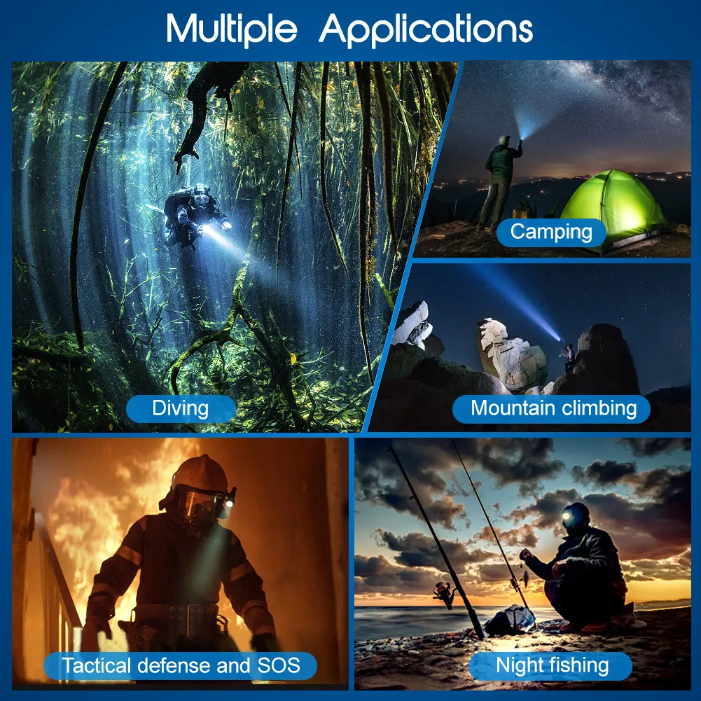 APLOS AP40 4000 Lumens Scuba Diving Flashlight XHP70 High Brightness ...