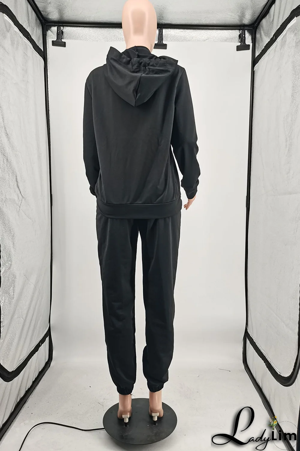 Blue Casual Solid Split Joint Hooded Collar Long Sleeve Two Pieces