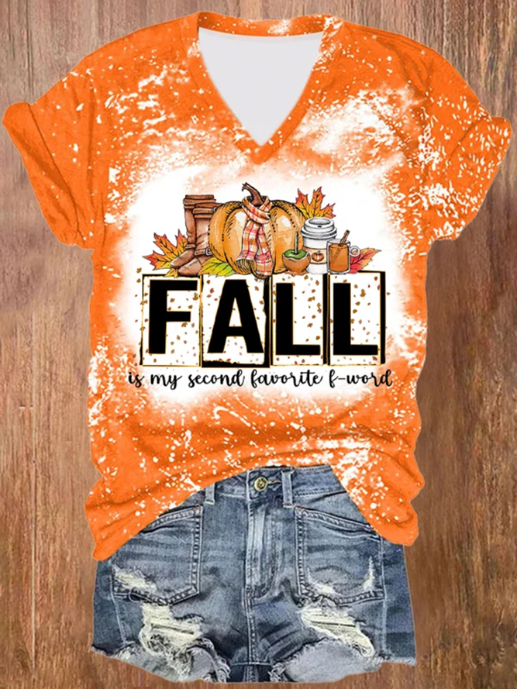 Women's Fall Is My Second Favorite F-word Print Short Sleeve T-Shirt