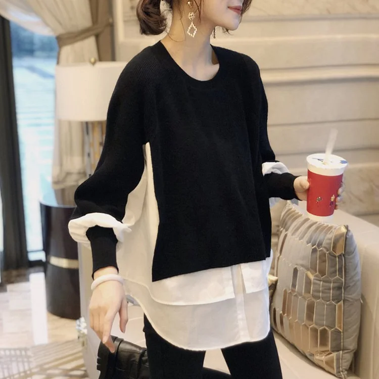 Casual Long Sleeve Plain Sweater QueenFunky