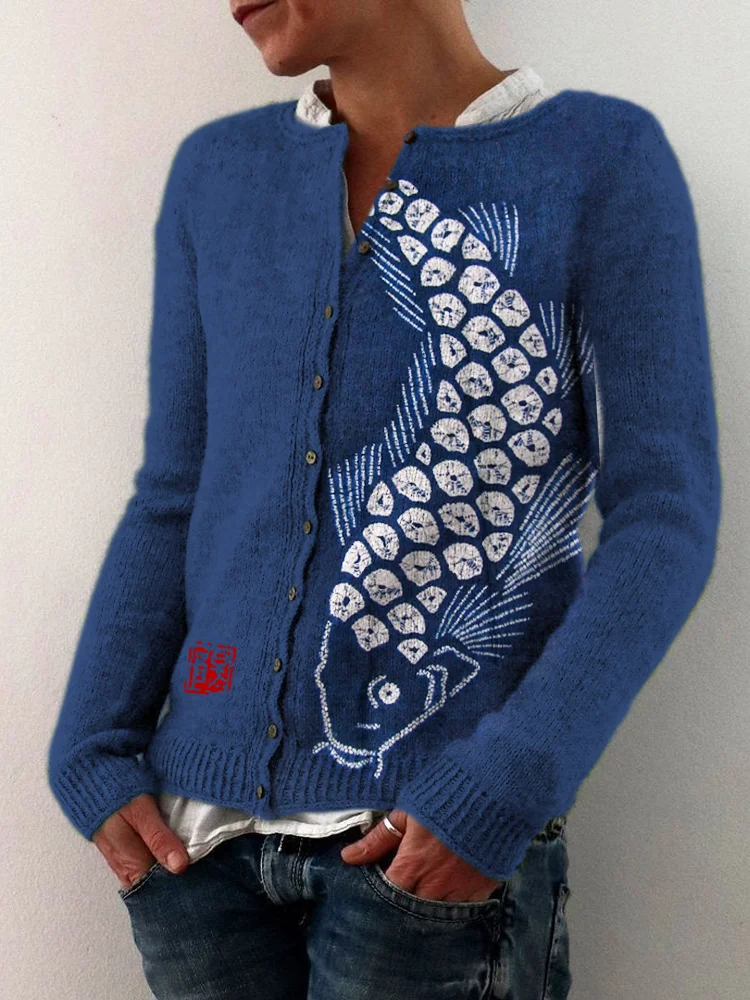 Ocean Fish Japanese Print Women's Sweater