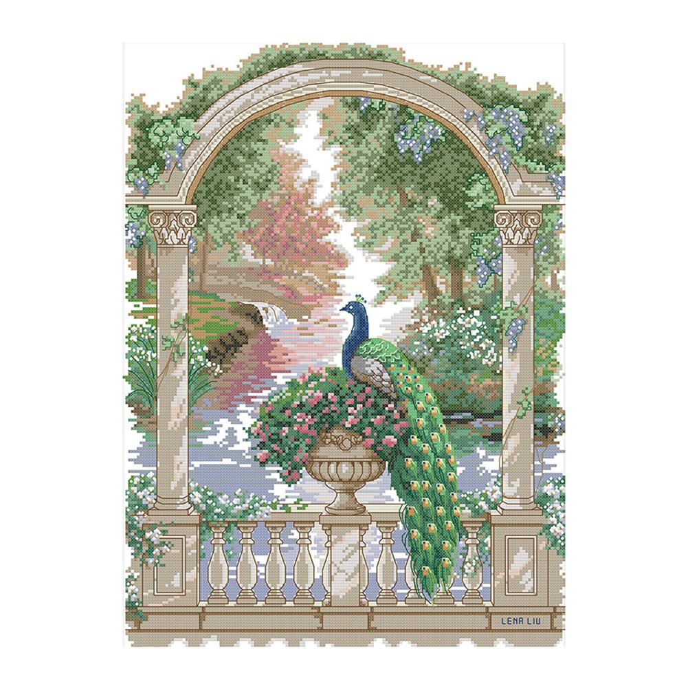 

Green peacock - 14CT Stamped Cross Stitch - 36*48cm, 501 Original