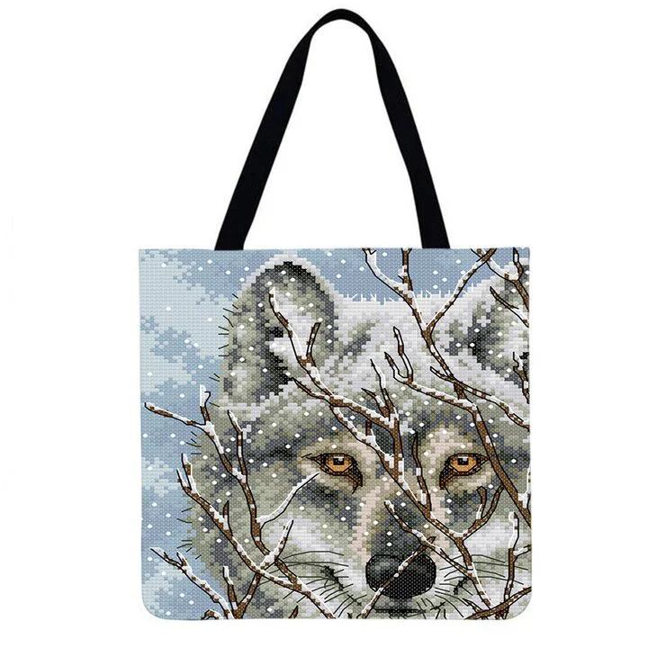 Linen Eco-friendly Tote Bag - Snow Wolf