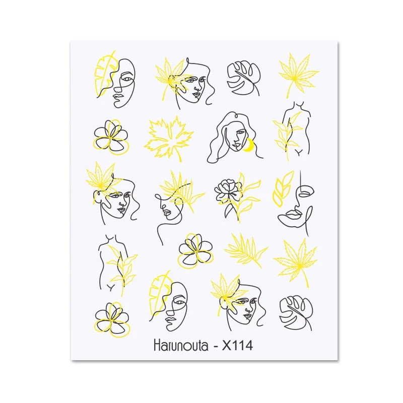 Harunouta Spring Water Nail Decal And Sticker Flower Leaf Tree Green Simple Summer DIY Slider For Manicuring Nail Art Watermark