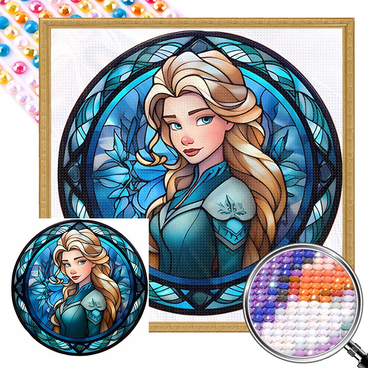Partial AB Drill - Full Round Diamond Painting - Glass Art - Disney Princess 40*40CM