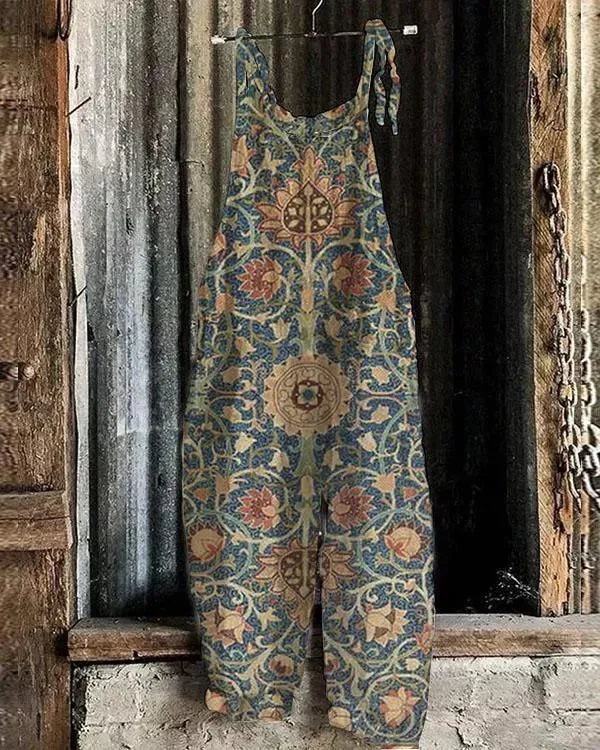 Women's Retro Mandala Print Loose Casual Jumpsuit