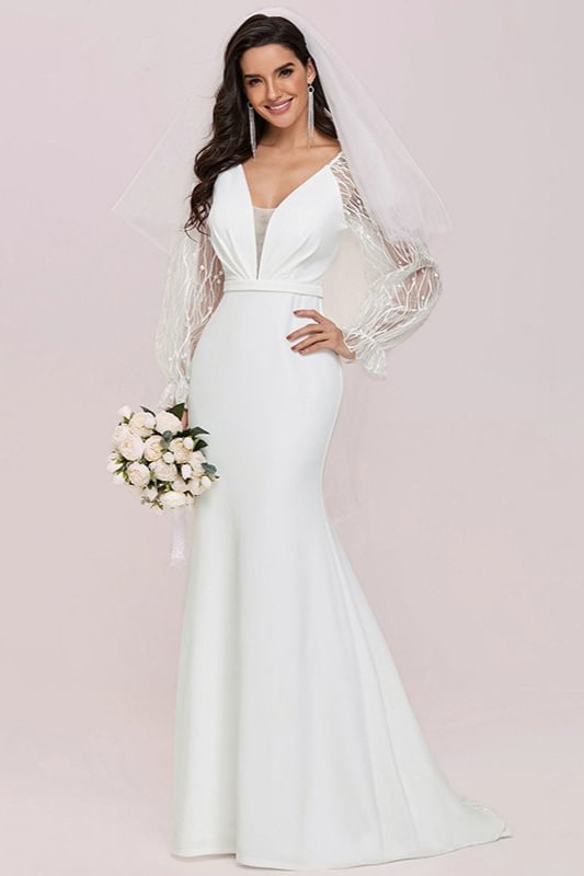 Gorgeous Long Sleeve Lace Wedding Dress Mermaid - lulusllly