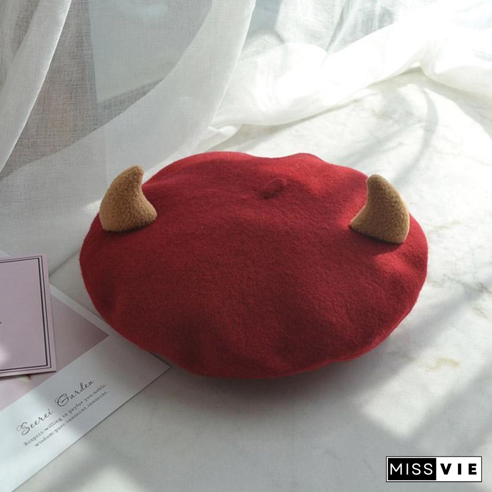 Kawaii Little Devil Horns Beret Hat