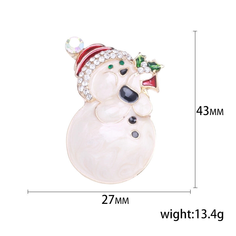 Cute Classic Style Pin Santa Claus Snowflake Elk Alloy Enamel Inlay Rhinestones Unisex Brooches