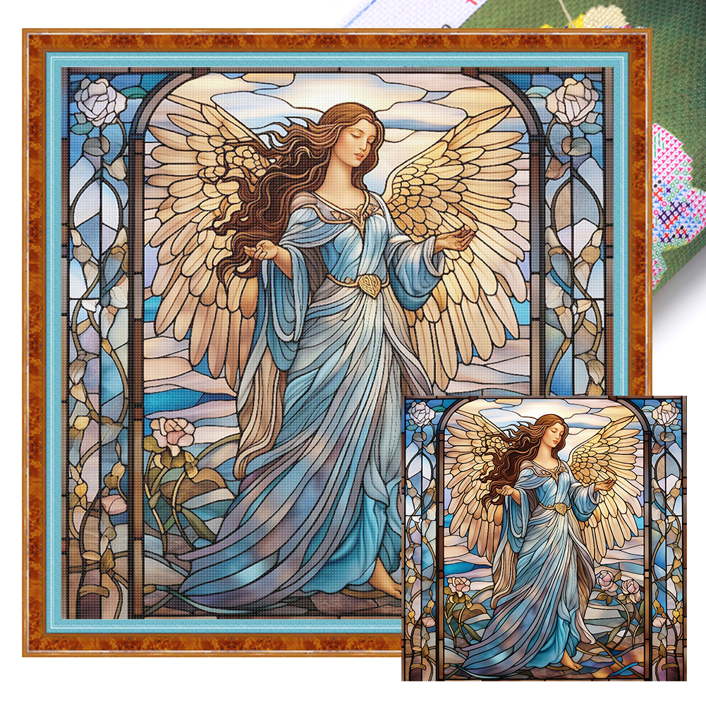 Glass painting - Our Lady of Angels Full 14CT Counted Canvas(40*40cm) Cross Stitch