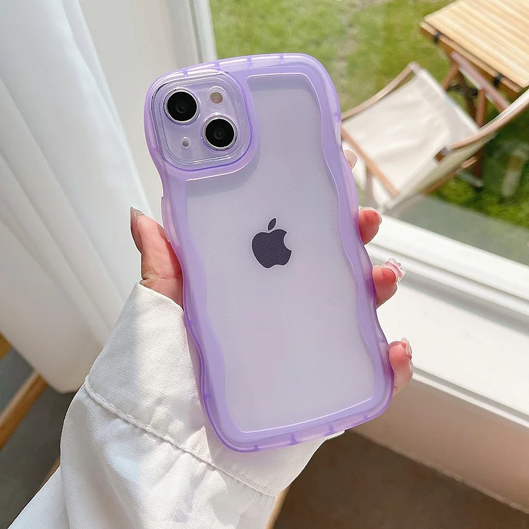 for iPhone 15 14 13 12 11 Pro Max Mini XS SE 7 8 Plus Case Cute Transparent Curly Wave Hybrid Shockproof Bumper Cover Soft Funda