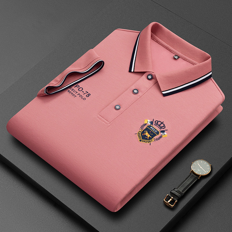 men-s-solid-color-business-lapel-embroidered-polo-shirt