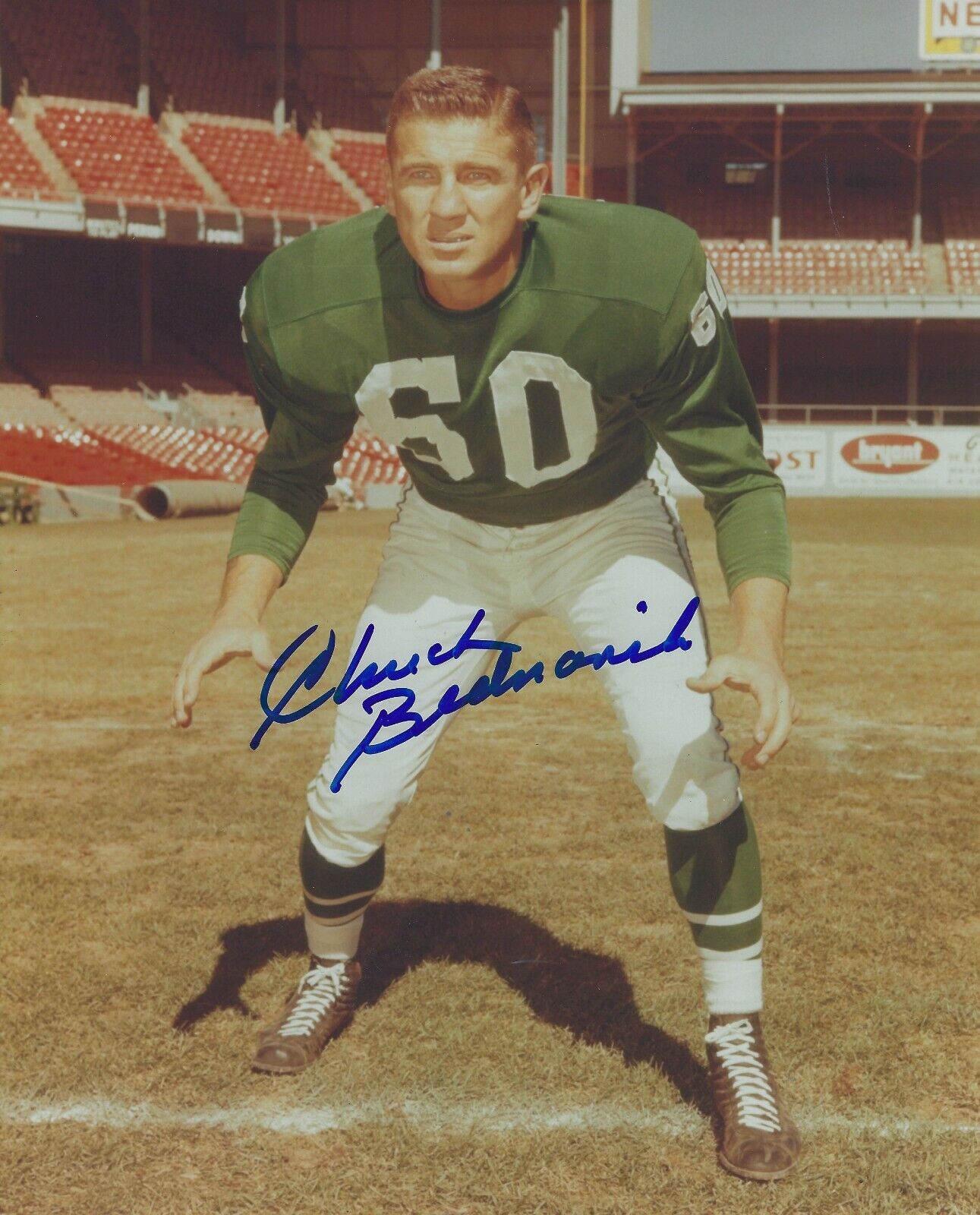 Autographed CHUCK BEDNARIK HOF Philadelphia Eagles 8x10 Photo Poster painting w/COA