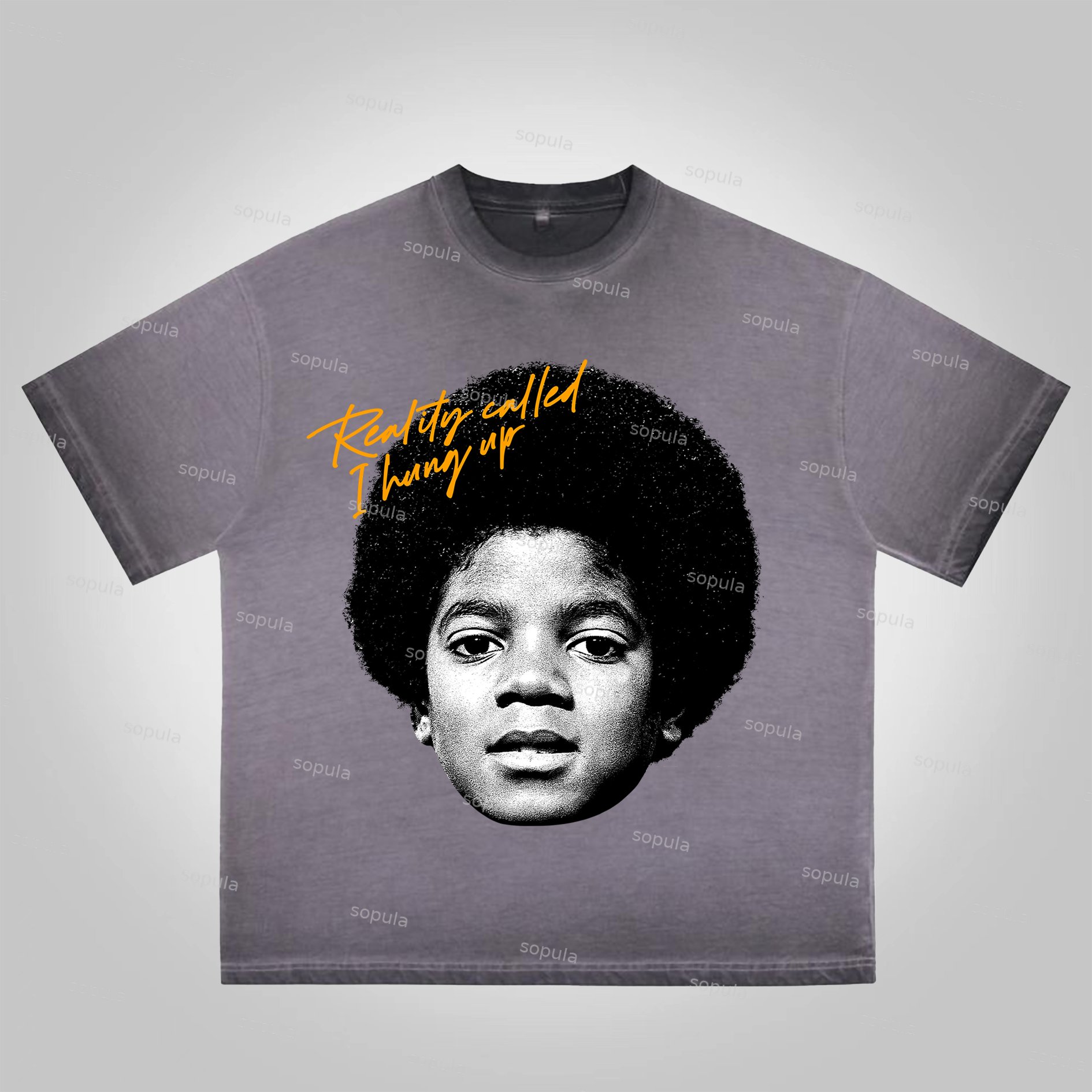 Sopula Reality Called. I Hung Up Portrait Graphics Washed Cotton T-Shirt