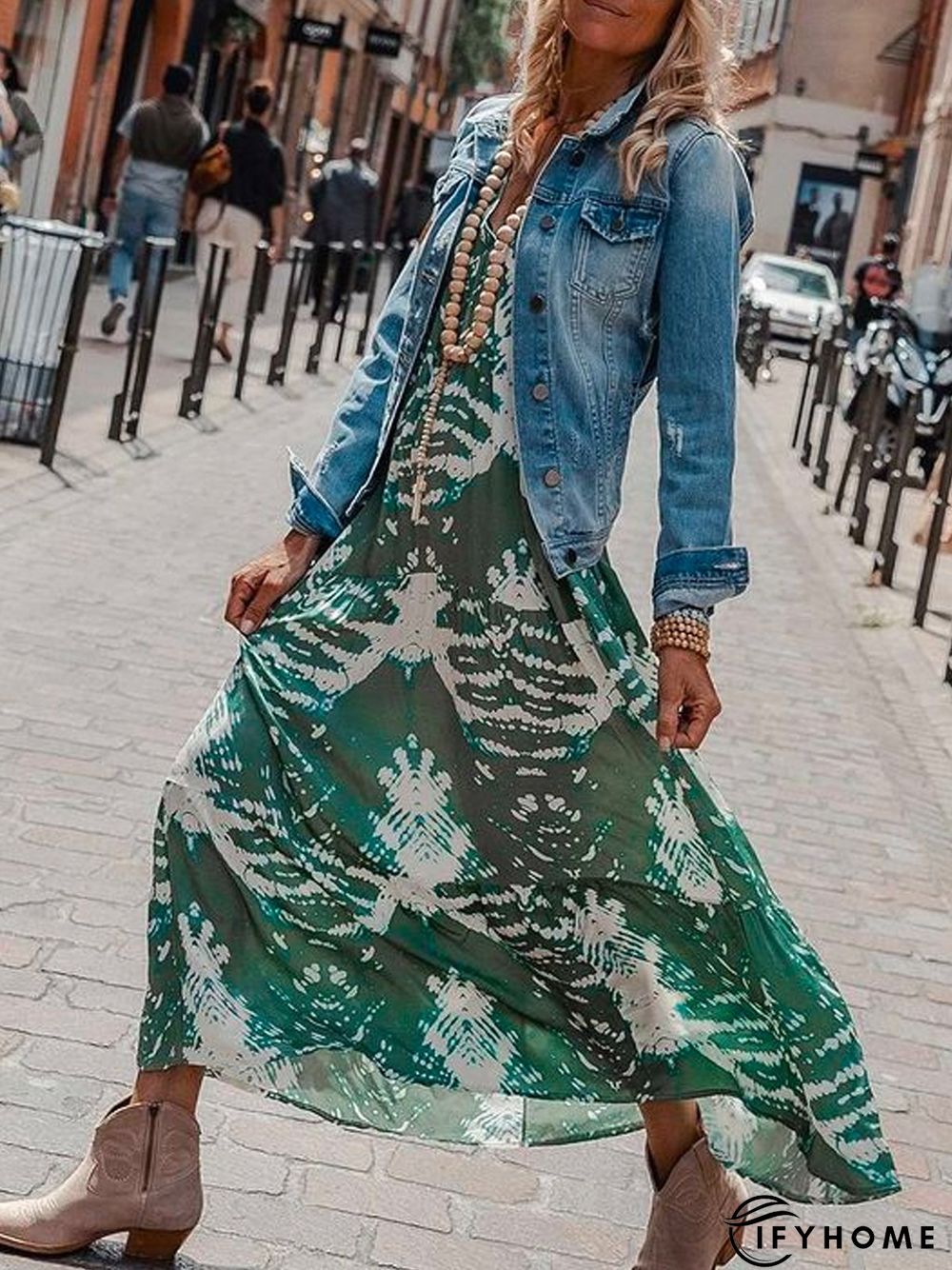 Casual Short Sleeve V Neck Weaving Dress | IFYHOME