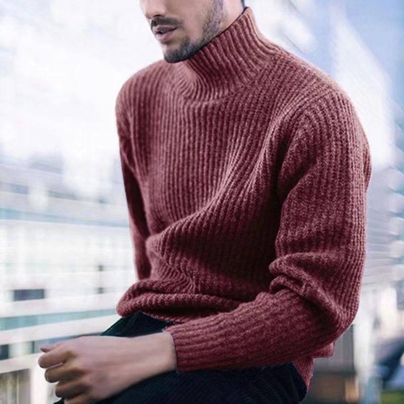 Men's Turtleneck Fashionable Solid Color Sweater