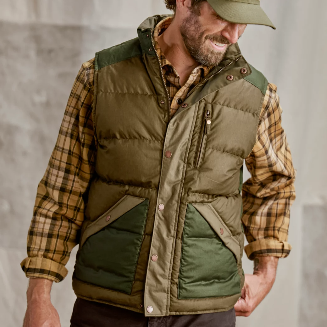 Men's Vintage Quilted Down Puffer Stand Collar Vest-inspireuse