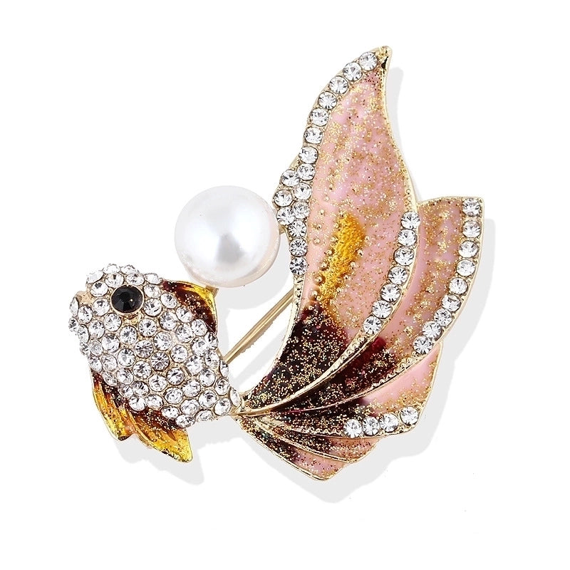 Fashion Pin Fish Alloy Plating Metal Zircon Women'S Brooches