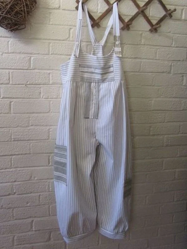 Vintage Stripe Relaxed Loose Jumpsuit
