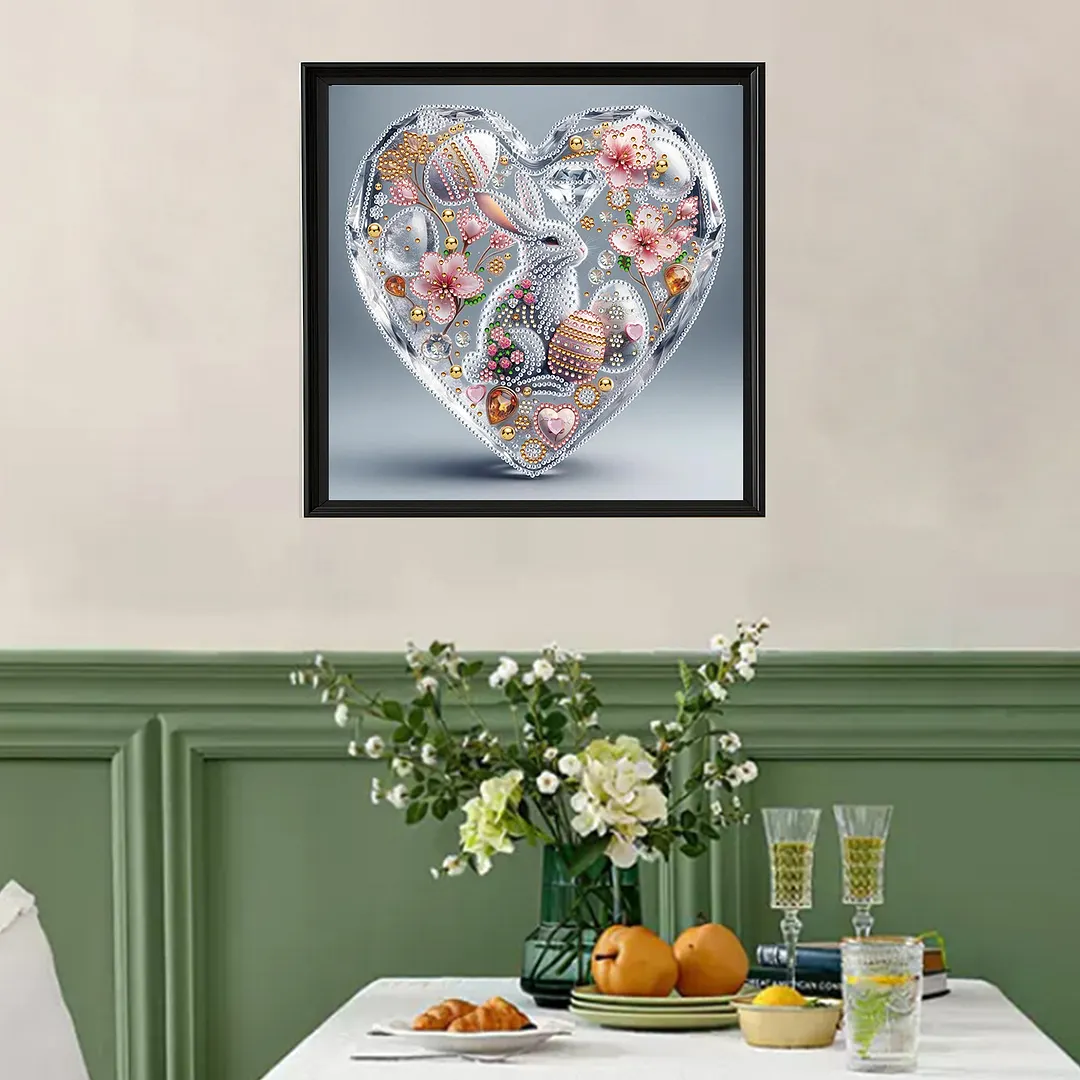 Easter Rabbit Special Shaped 5D DIY Partial Drill Diamond Painting Kits for Adults Beginners Home Decor Diamonds Paintings Gem Art 30x30cm