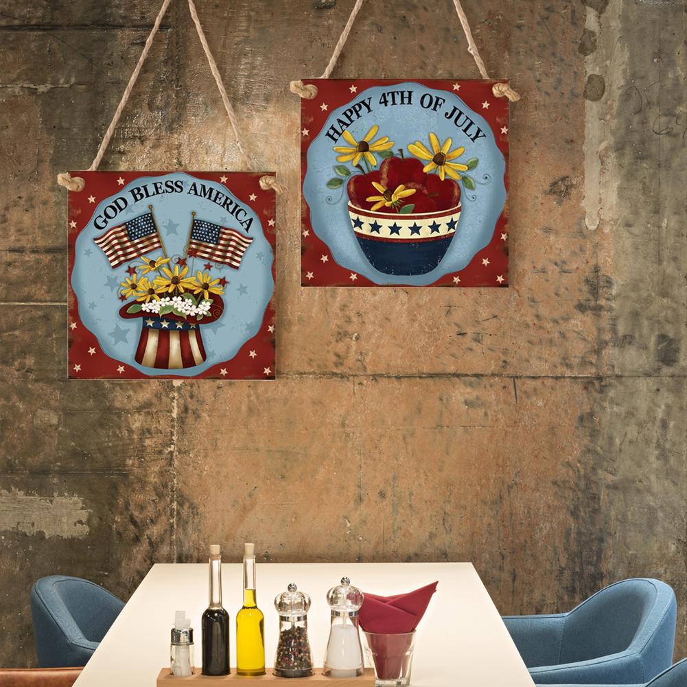 

Wooden Flower Door Sign Board Independence Day Hanging Pendant with Rope, Jm01417, 501 Original