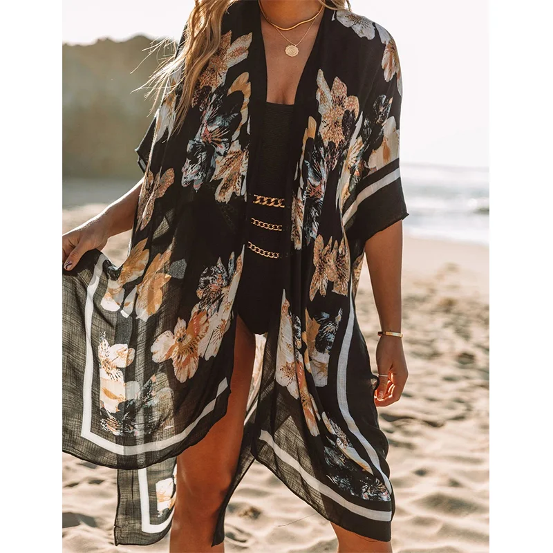 Casual Resort Print Midi Coverups