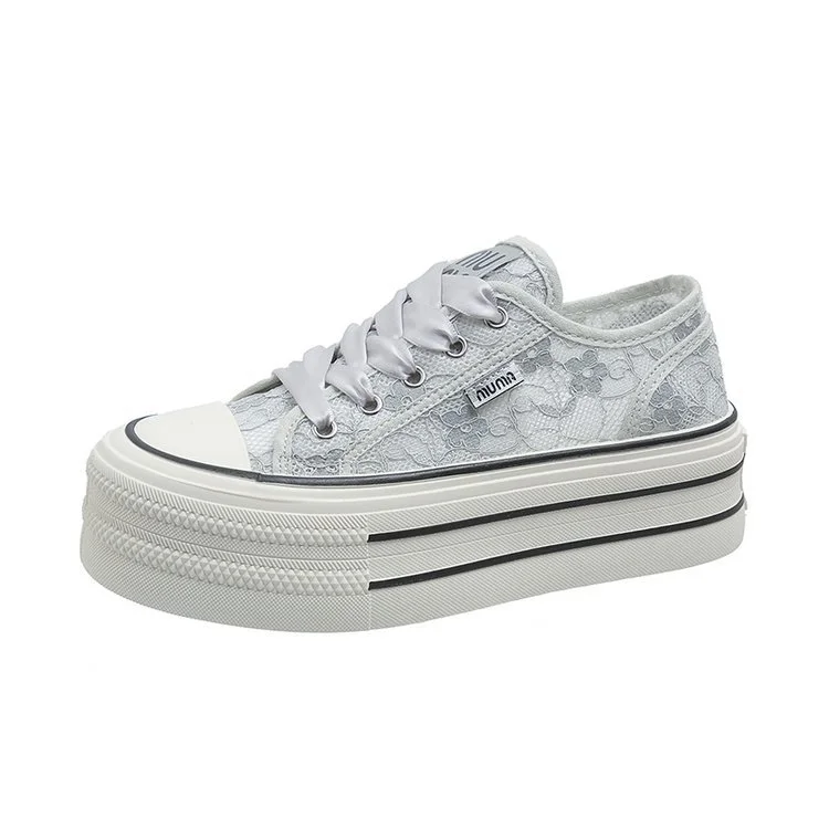 Churchf Churchf Small White Shoes Female 2024 Spring / Summer New Small Fragrant Wind Student Platform Casual Shoes Breathable Heighten Canvas Net Shoes