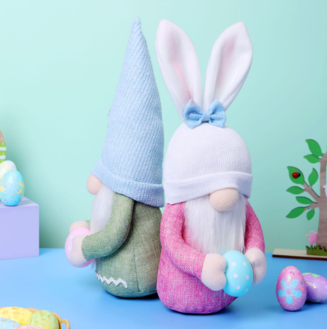 Easter bunny holding eggs ornaments