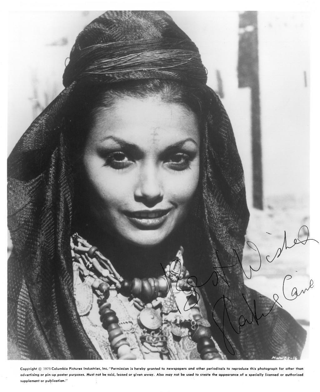 Shakira Caine Signed Man Who Would be King Auto 8x10 B/W Photo Poster painting BECKETT #Y04665