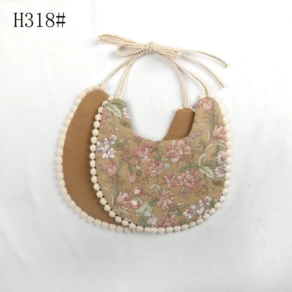 2020 Brand New Infant Baby Girl Boy Bib Kid Toddler Dinner Feeding Tassel Double-deck 100% Cotton Linen Burp Cloths Saliva towel