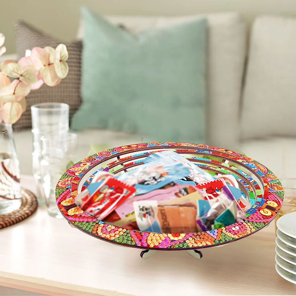DIY Butterfly Diamond Painting Wooden Serving Tray Decorative Diamond Painting Dining Plate