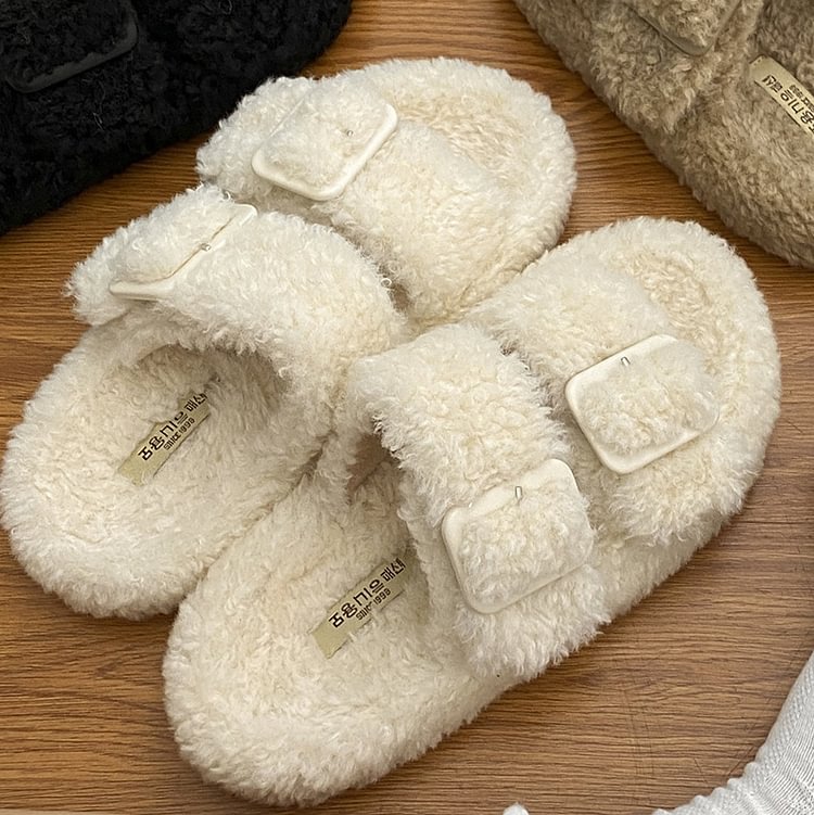 Plush cotton slippers