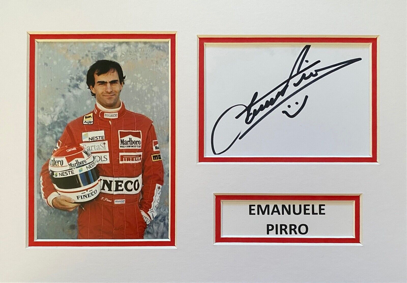 EMANUELE PIRRO HAND SIGNED A4 Photo Poster painting MOUNT DISPLAY F1 AUTOGRAPH FORMULA 1