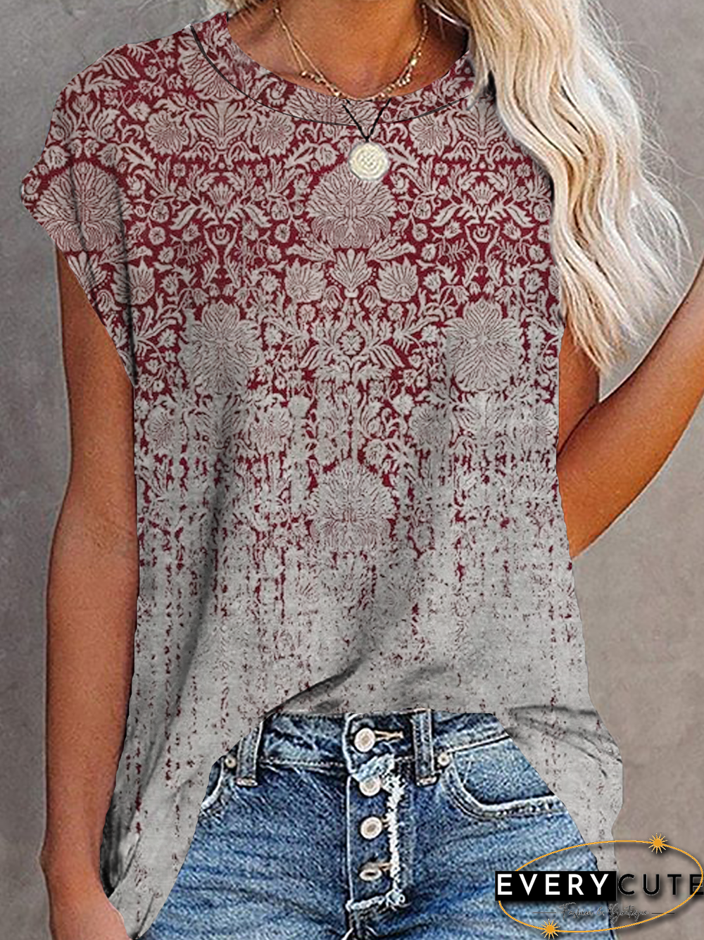 Women Vintage Short Sleeve Tribal T-Shirts