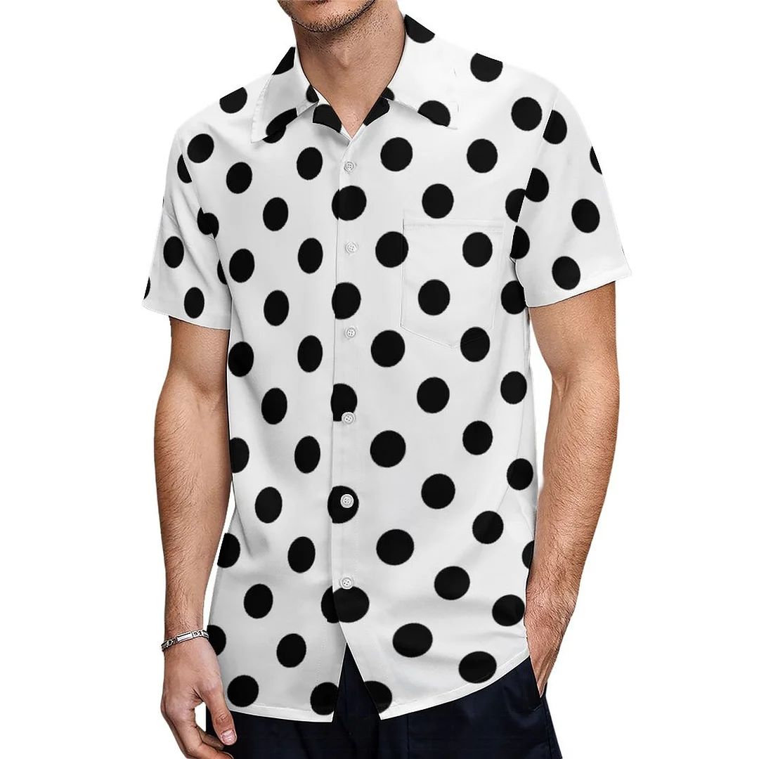 Short Sleeve Black And White Minimalist Hawaiian Shirt Mens Button Down Plus Size Tropical Hawaii Beach Shirts