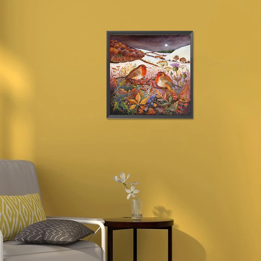 Full Round Diamond Painting 30*30cm - Night Hill Bird